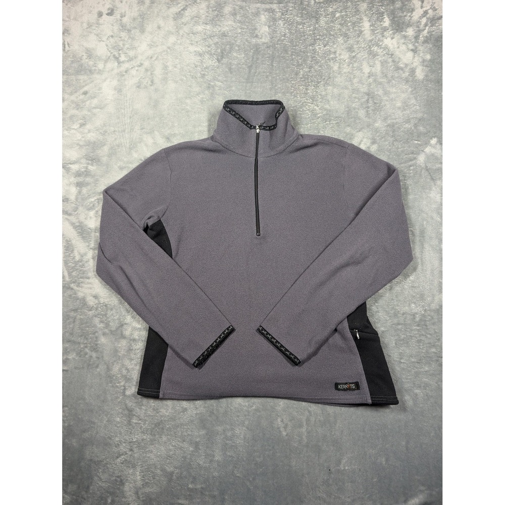 Kerrits Fleece Pullover Womens Large Gray 1/4 Zip Mock Neck Equestrian Riding